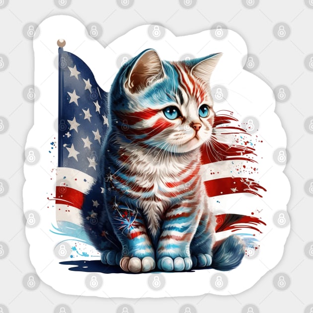 4th of July kitten Sticker by Chromatic Fusion Studio